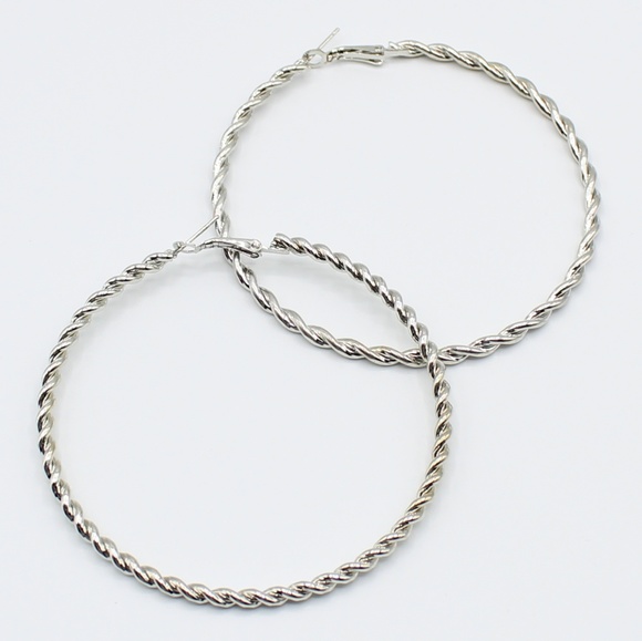 Jewelry - 3" twisted hoop earrings